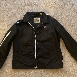 Levis Retro Coach Striped Satin Track Jacket Black